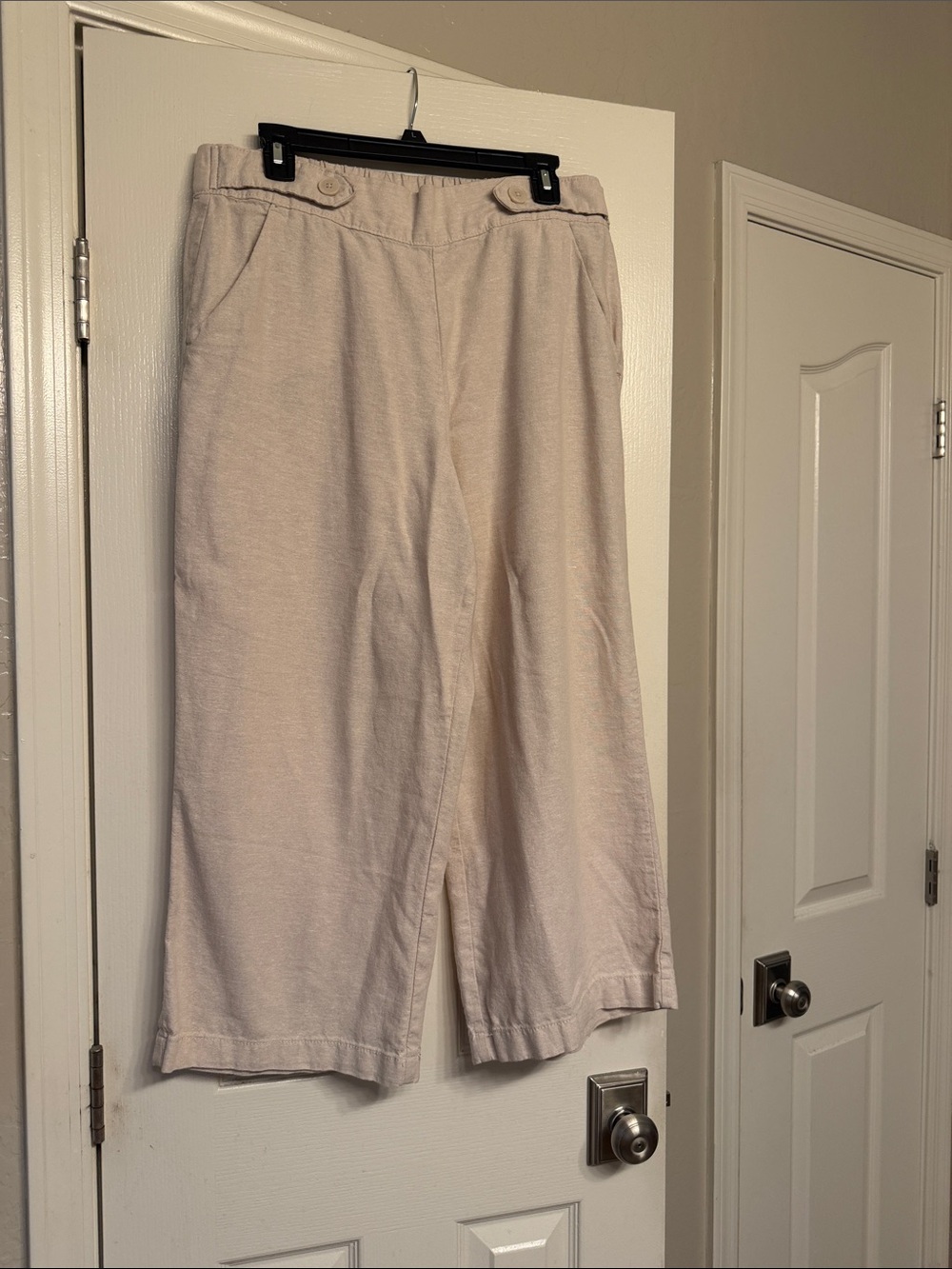 croft & barrow Beige Wide-Leg Linen Blend Pants